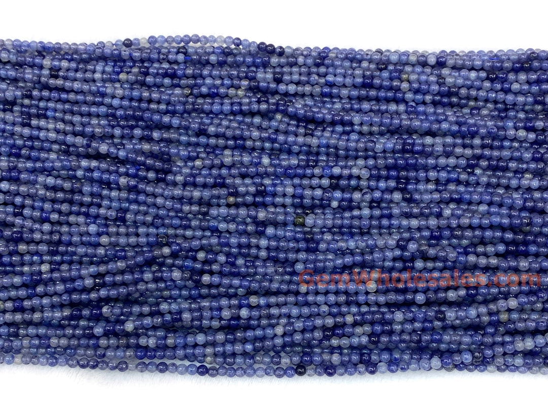 15" 2mm Natural blue aventurine stone round beads