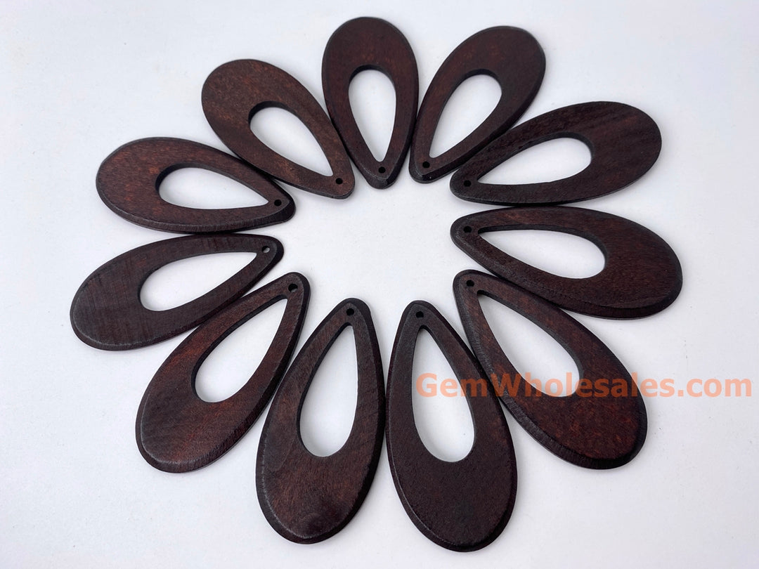 60x29mm Coffee brown Wooden teardrop pendant, charms, 10pcs