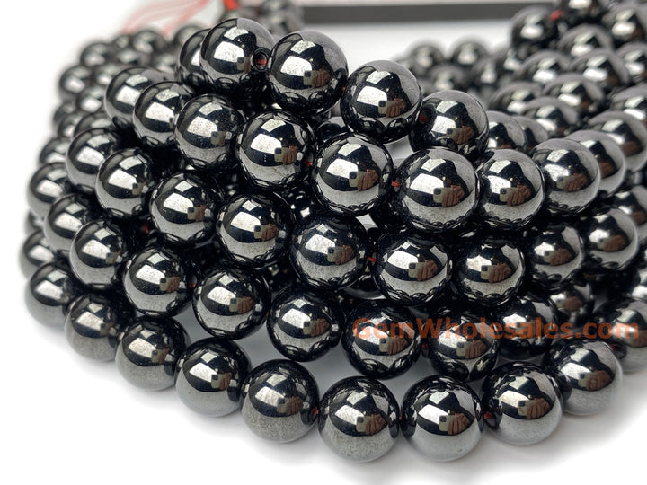Magnetic hematite stone 6mm/8mm/10mm round beads, 15.5"