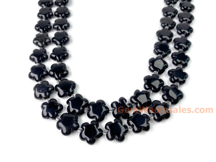 15" 15mm/20mm natural rainbow black obsidian flower Gemstone beads