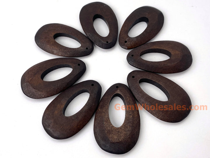 10PCS 32x50mm Dark brown Wooden teardrop pendant, earrings charms