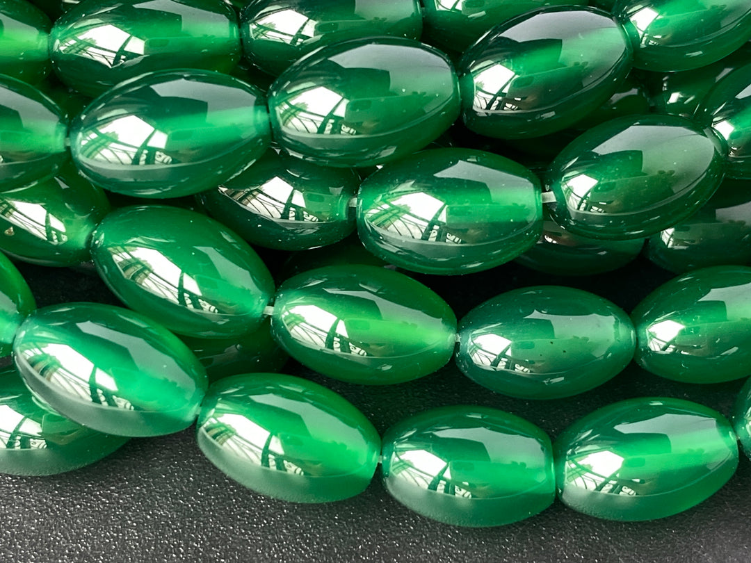 15.5" 8x12mm green Agate olive rice beads for jewelry making