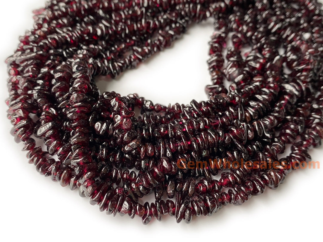 32" AA 5x10mm Natural red Garnet stone chips beads, nice polish