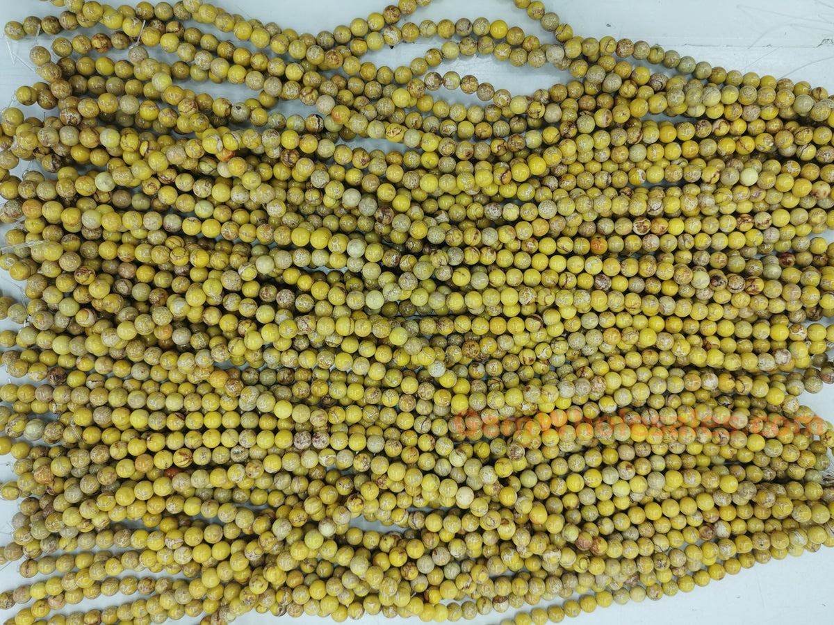 15.5" 8mm yellow emperor jasper, Sea Sediment round beads, terra jasper