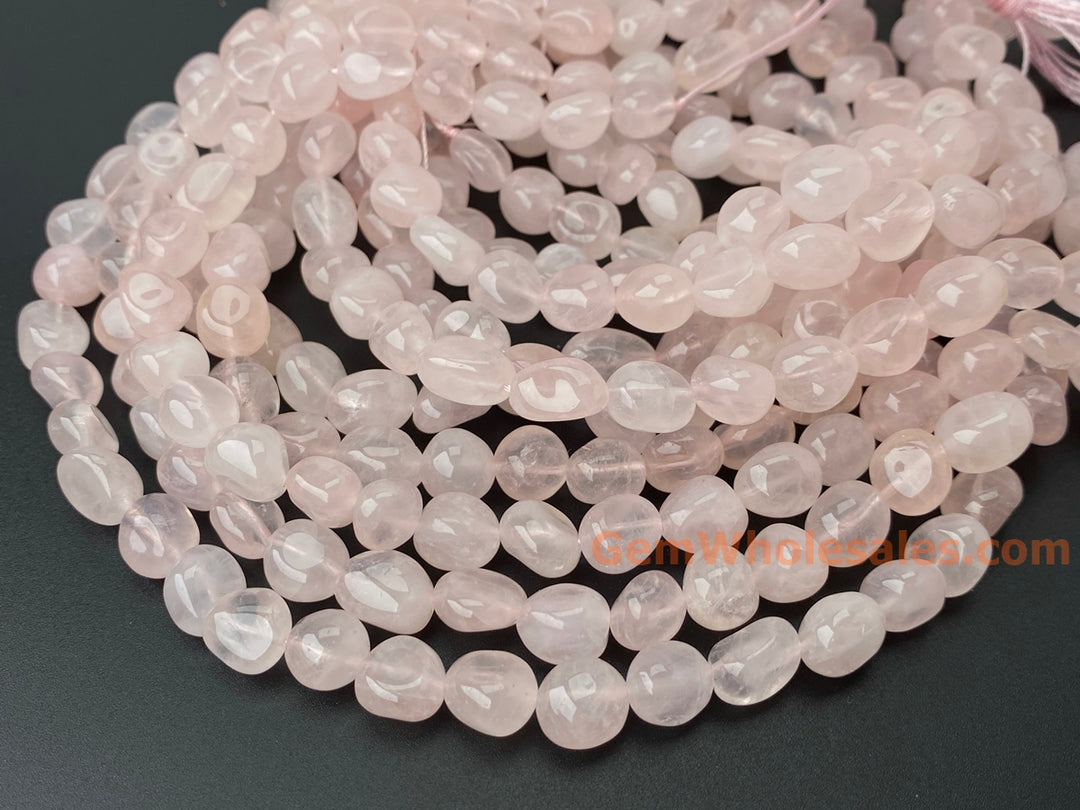15.5" 8x10mm Natural rose quartz pebbles/nugget beads