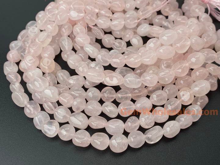 15.5" 8x10mm Natural rose quartz pebbles/nugget beads