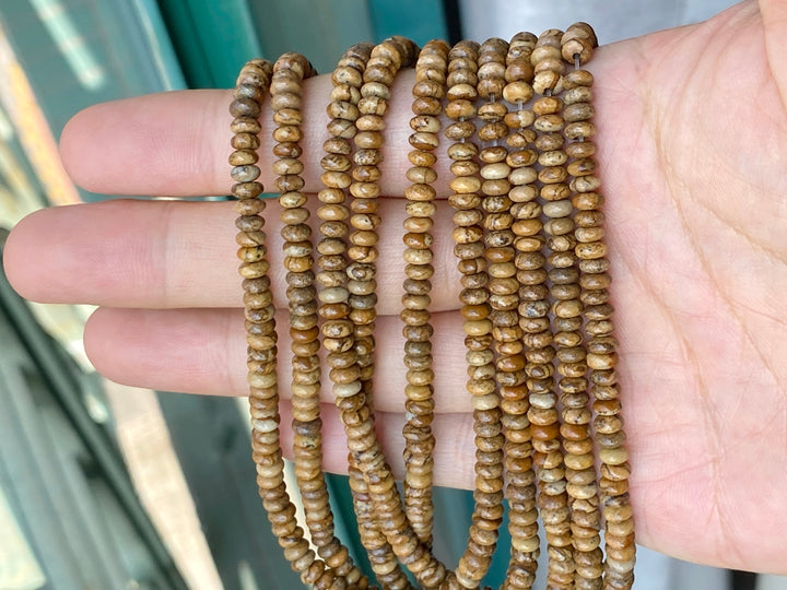 2x4mm Natural picture jasper stone rondelle beads, roundel beads