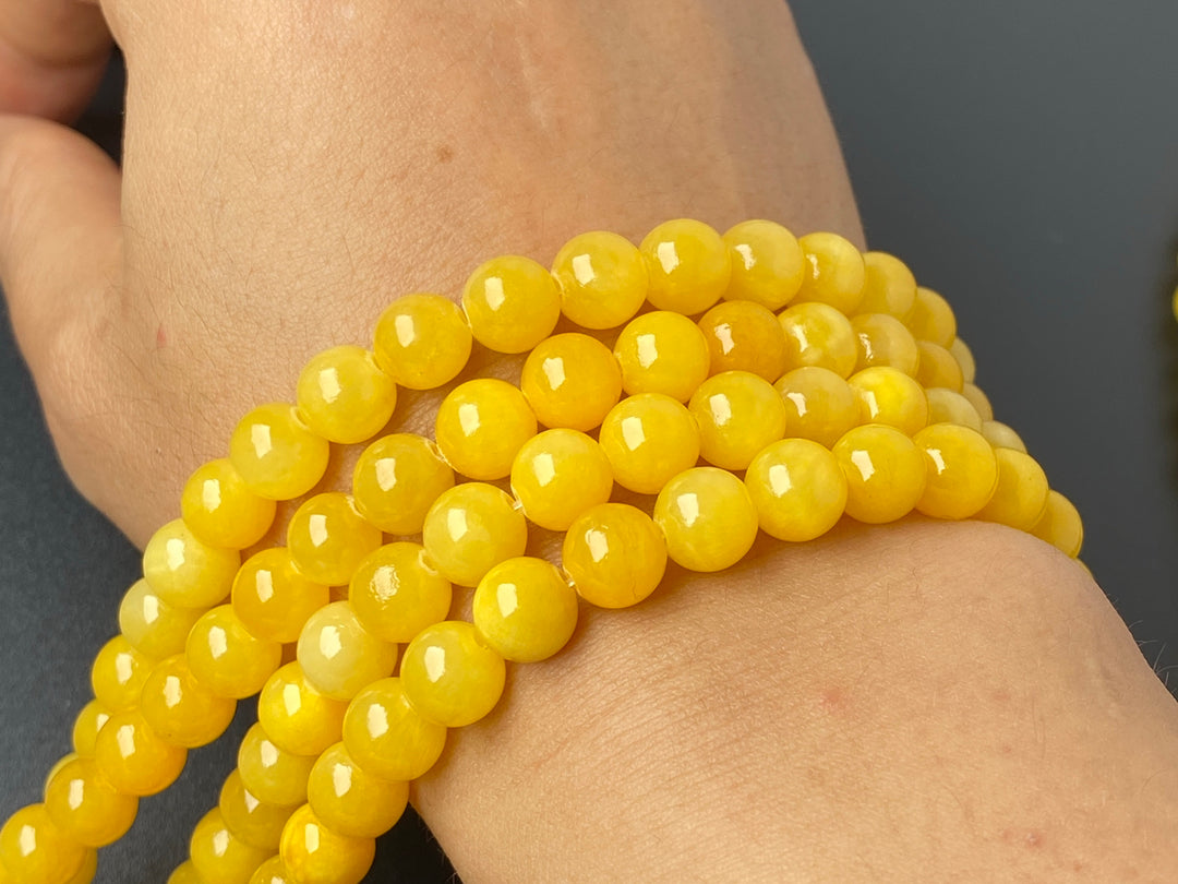 15.5" 8mm/10mm/12mm gold yellow dyed jade Round beads