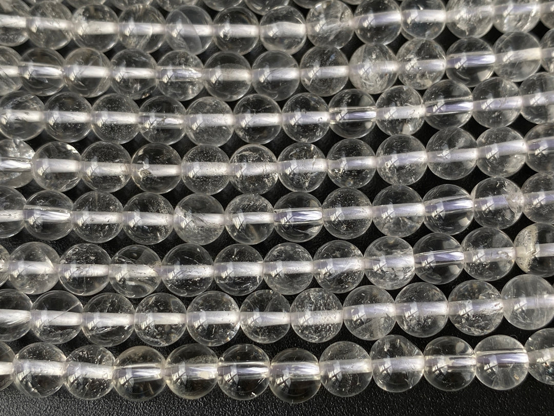 15.5" 6mm Natural rock crystal quartz round beads with inclusion