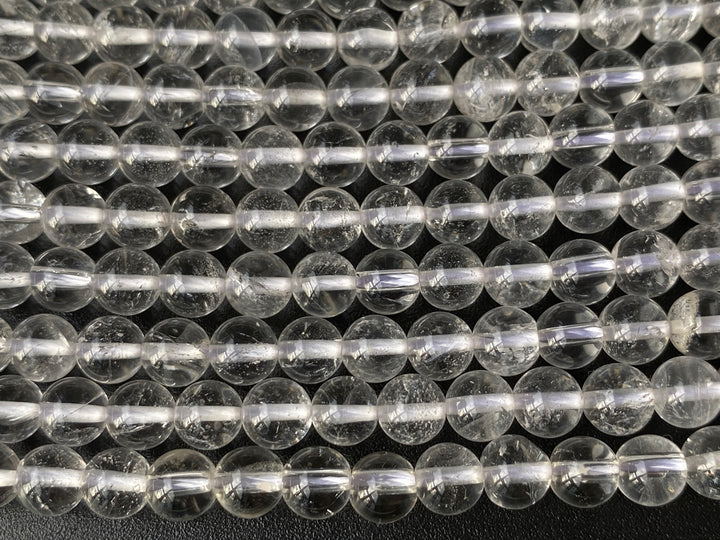 15.5" 6mm Natural rock crystal quartz round beads with inclusion