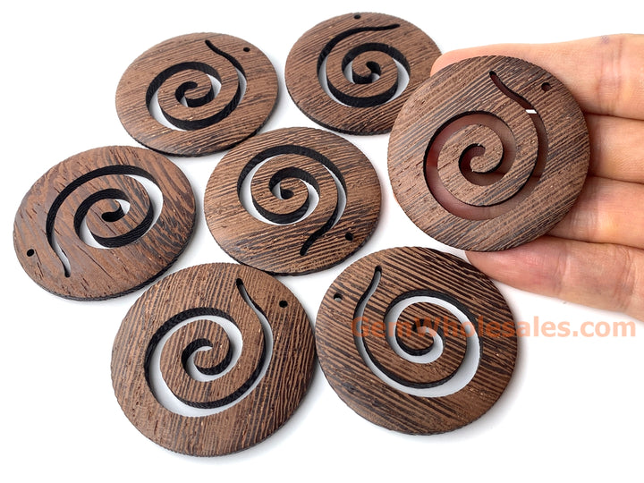10pcs 50mm Brown Wooden round pendant, wood earrings charm