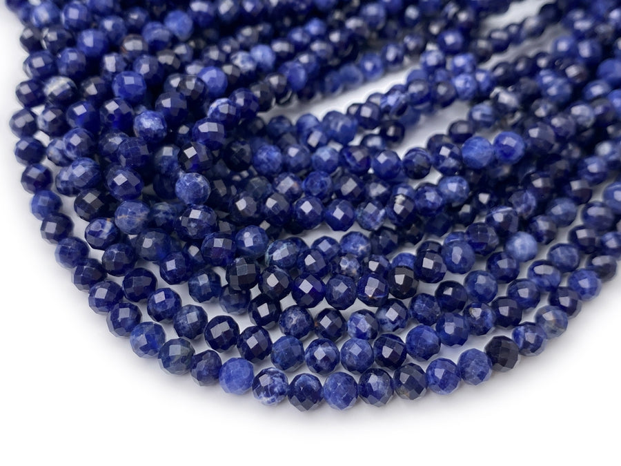 4mm faceted sodalite beads