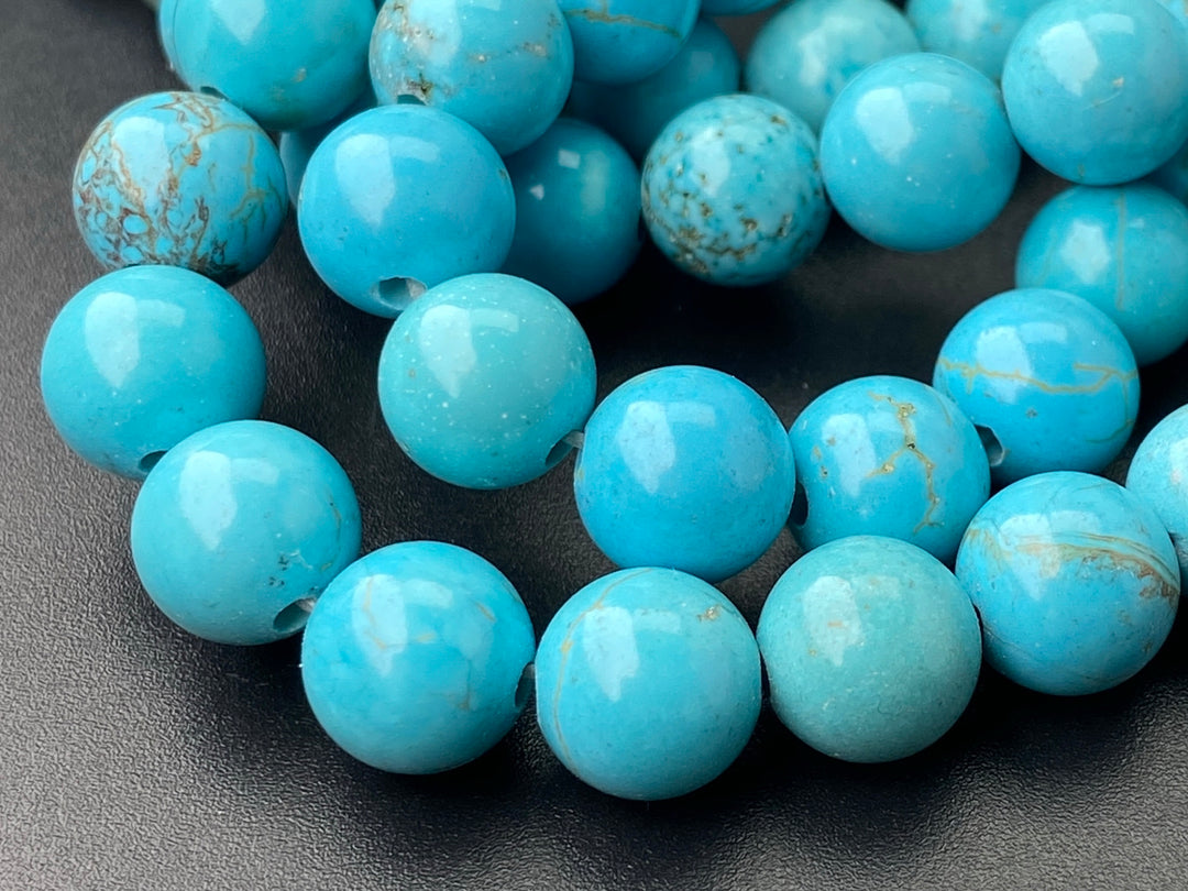 15.5" 10mm Blue howlite stone round beads, 2mm big hole