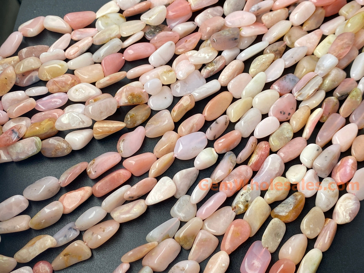 15.5" 10~15mm Natural Pink opal stone polished nuggets beads