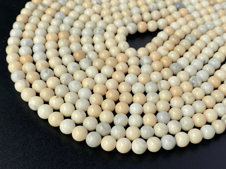15.5" 8mm Natural Cream beige color Ivory jasper round beads