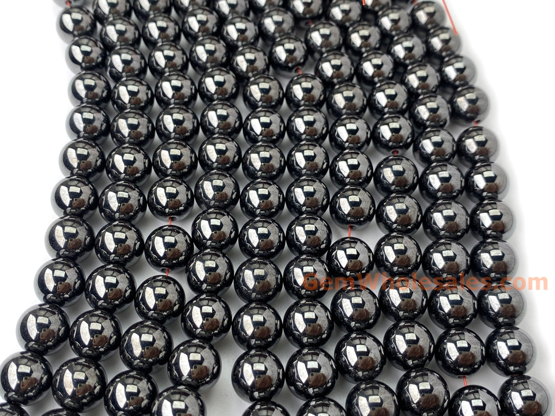 Magnetic hematite stone 6mm/8mm/10mm round beads, 15.5"