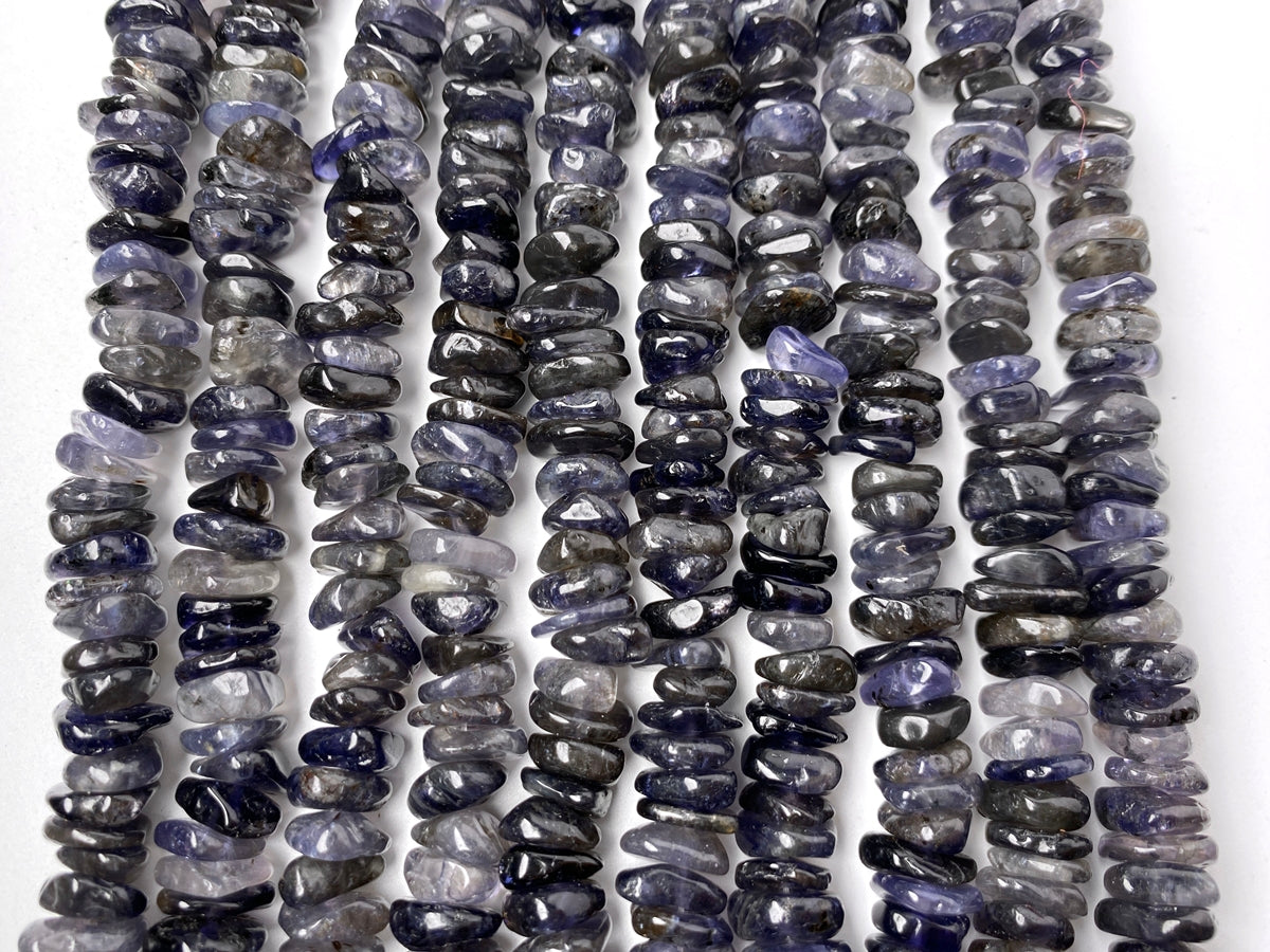 16" 10~15mm Natural Iolite stone tumbled chips beads strand