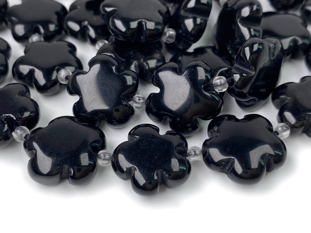 15" 15mm/20mm natural rainbow black obsidian flower Gemstone beads