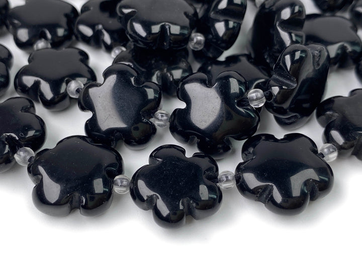 15" 15mm/20mm natural rainbow black obsidian flower Gemstone beads