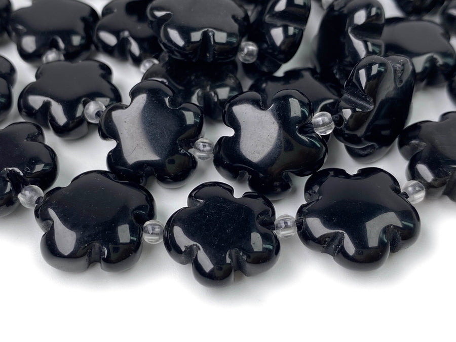 15" 15mm/20mm natural rainbow black obsidian flower Gemstone beads