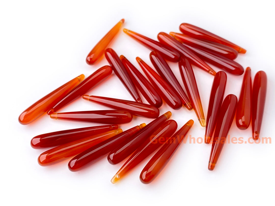 1pair 6x35mm red agate/onyx teardrop beads, side hole drilled