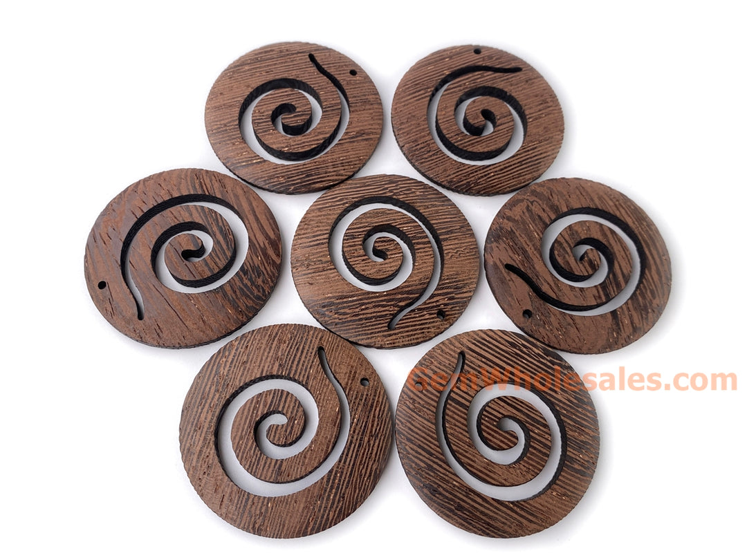 10pcs 50mm Brown Wooden round pendant, wood earrings charm