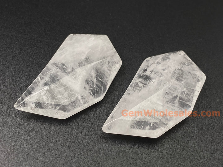 1PC 40x20mm Natural Clear Quartz Geometric Faceted Pendant