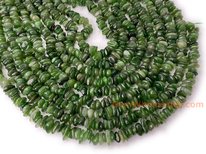 15.5" 8x10mm Natural green jade nuggets chips beads
