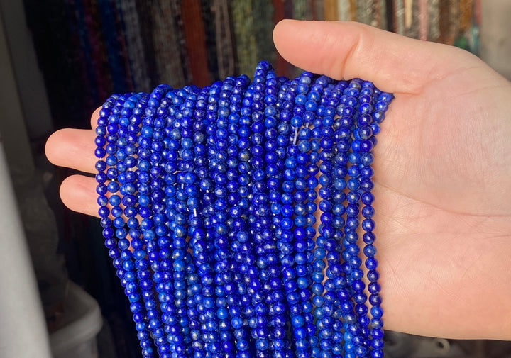 15.75" AA 4mm Genuine Natural Lapis lazuli stone round beads gemstone