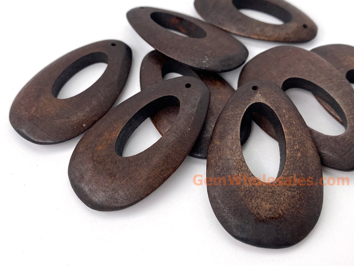 10PCS 32x50mm Dark brown Wooden teardrop pendant, earrings charms