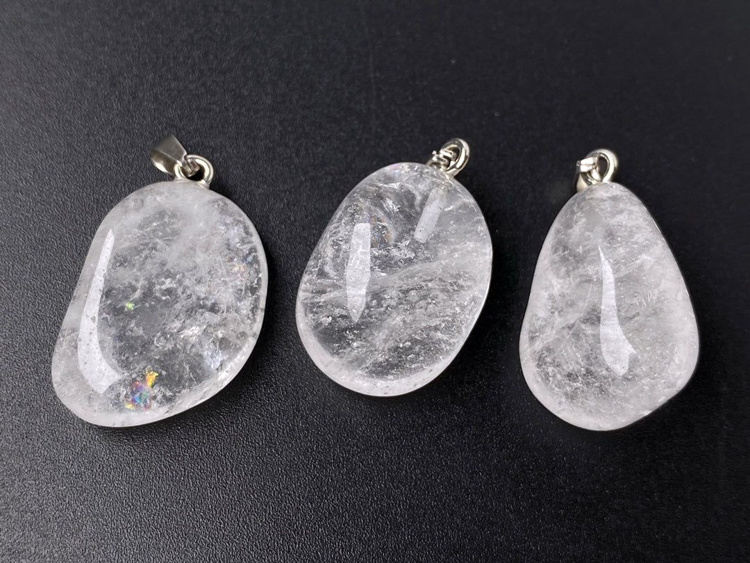 2PC 25~30mm Natural rock crystal quartz nugget pendant