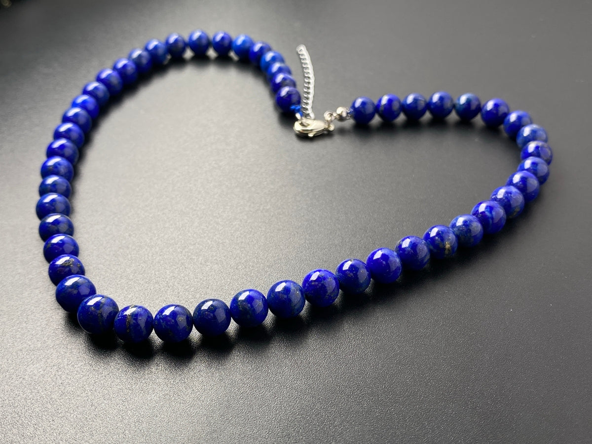 16" 8mm AA Natural Lapis lazuli stone round beads necklace, gift for him