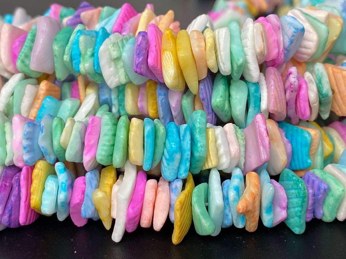 16" 8~12mm multi color shell flake chips beads strands
