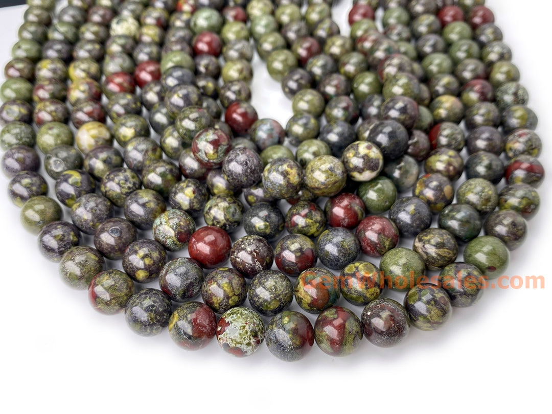 15.5" 8mm/10mm Natural green Australia dragon blood jade Round beads