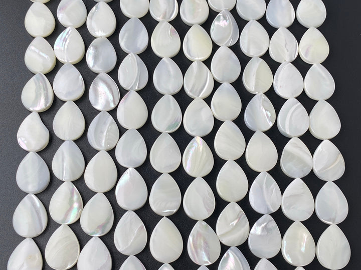 15.5" 13x18mm Natural white mother of pearl(MOP) flat teardrop beads