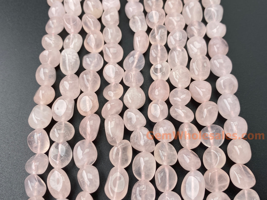 15.5" 8x10mm Natural rose quartz pebbles/nugget beads