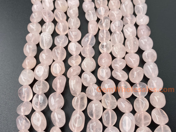 15.5" 8x10mm Natural rose quartz pebbles/nugget beads