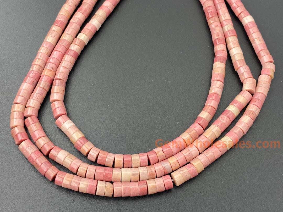 15.5" 3x6mm natural Rhodonite stone Heishi Disc jewelry beads