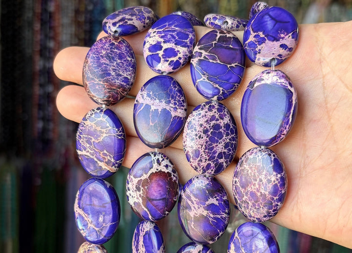 23x30mm purple Sea Sediment oval beads,emperor jasper, Terra Jasper, 15.5"