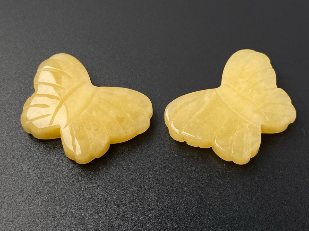 1PC 28x38mm natural yellow jade carving butterfly pendant