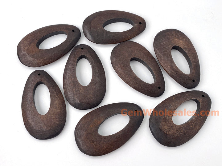 10PCS 32x50mm Dark brown Wooden teardrop pendant, earrings charms