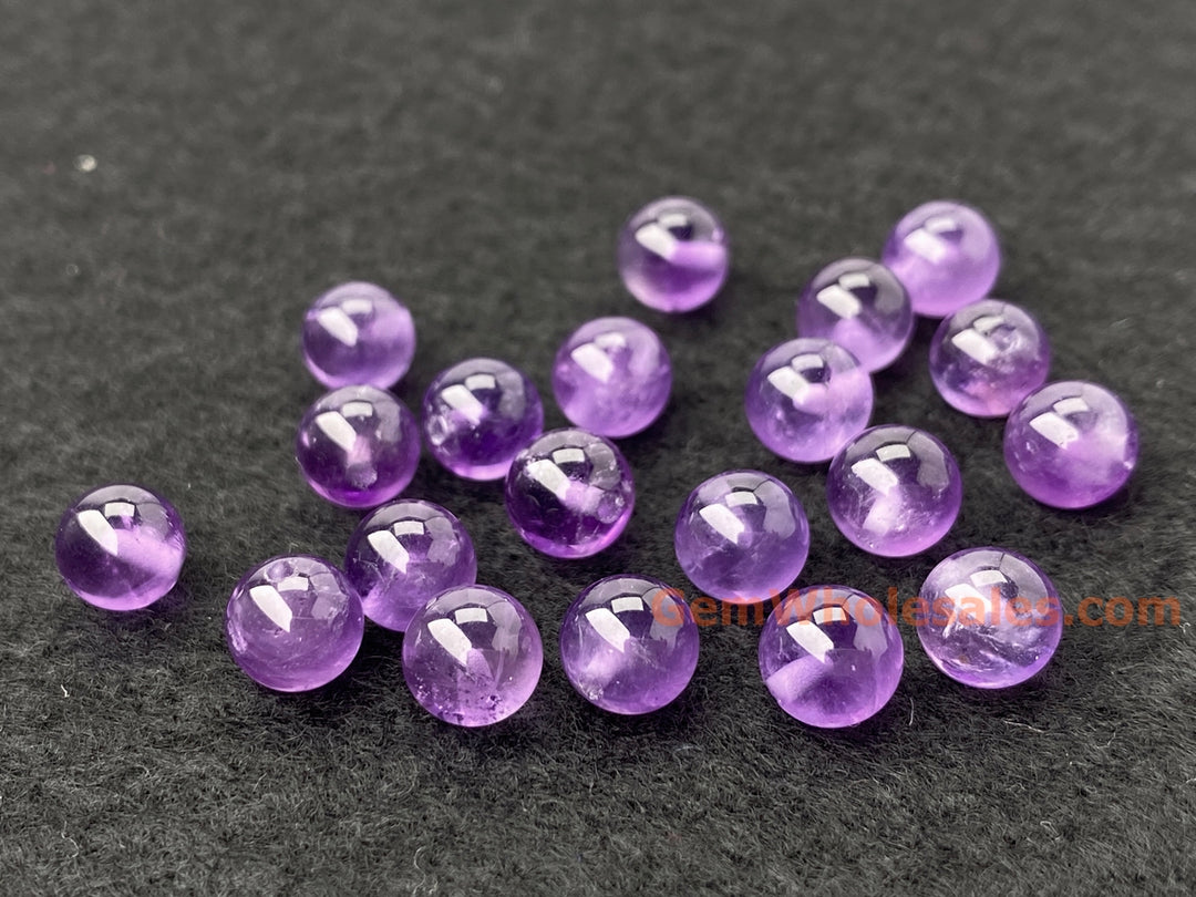6mm Natural amethyst half drilled round crystal beads 10pcs