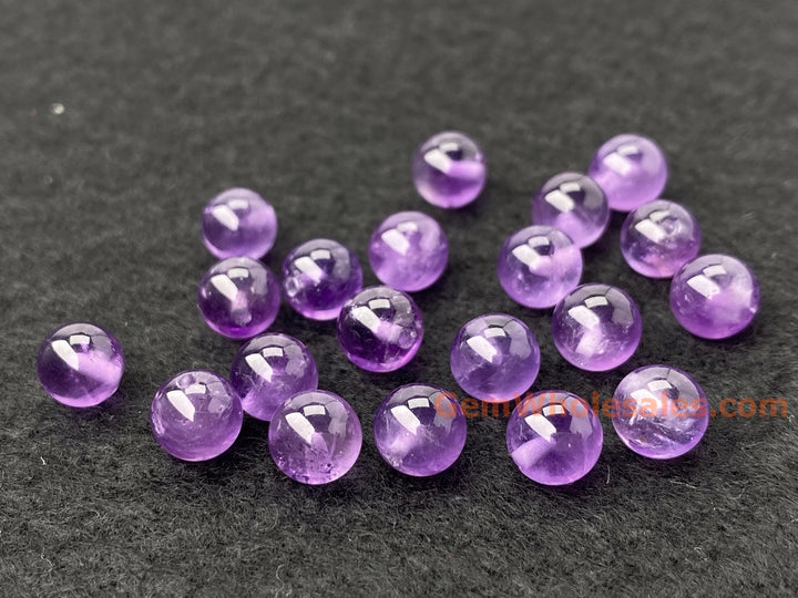 6mm Natural amethyst half drilled round crystal beads 10pcs