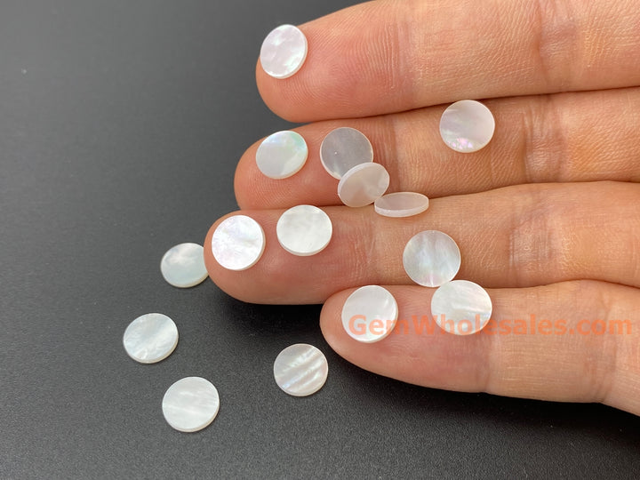 8mm/10mm white mother of pearl MOP undrilled coin beads, 20PCS