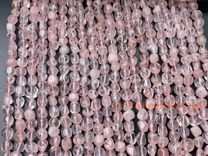 15.5" 8x10mm Natural rose quartz pebbles/nugget beads