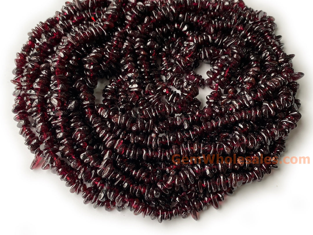 32" AA 5x10mm Natural red Garnet stone chips beads, nice polish