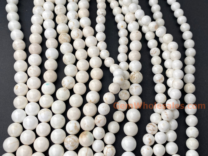15.5" 6mm/8mm Natural Cream White howlite round beads, Ivory beige