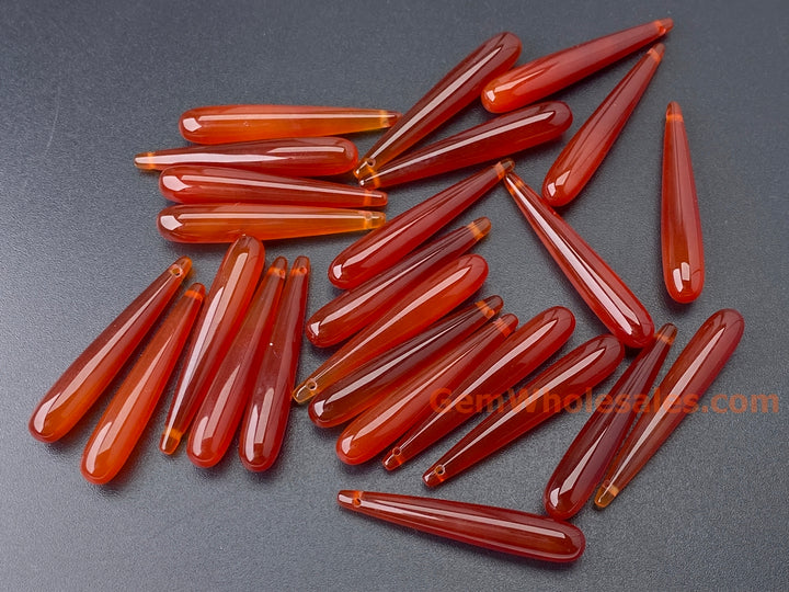 1pair 6x35mm red agate/onyx teardrop beads, side hole drilled