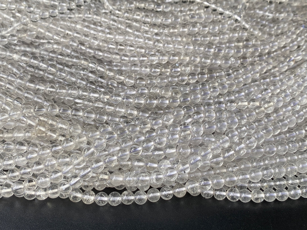 15.5" 6mm Natural rock crystal quartz round beads with inclusion