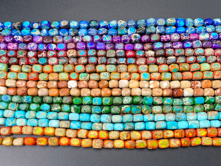 15.5" 5x7mm yellow orange Sea Sediment, Impression Jasper rectangle beads